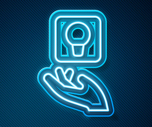 glowing neon line light bulb with concept of idea vector image