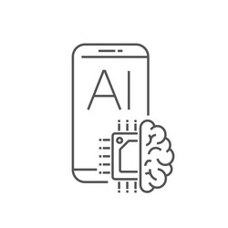 Smartphone device icon with ai processor design vector