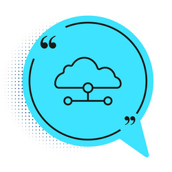 black line network cloud connection icon isolated vector image