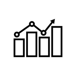 Chart icon arrow go up bar graph line style vector