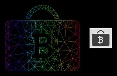 spectrum gradiented polygonal mesh bitcoin case vector image