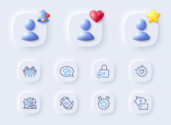 call center lock and timer line icons for web vector image