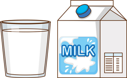 Fresh milk in box and glass on white background vector