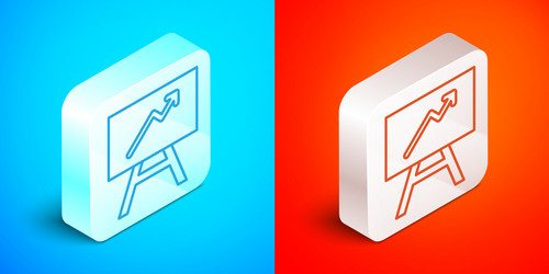 isometric line board with graph chart icon vector image