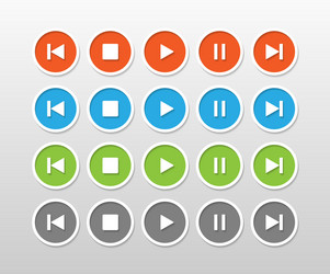 media player control button in circle vector