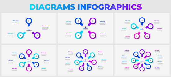 set of infographic circles elements and arrows vector image