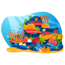 Underwater world coral reef and fishes Royalty Free Vector