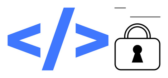 coding security concept with html tags and padlock vector image