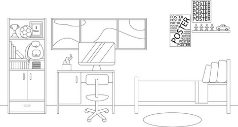 line interior bedroom vector