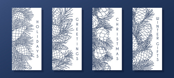 set of compositions with coniferous branches vector image