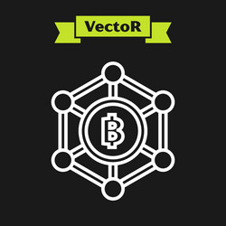 white line blockchain technology bitcoin icon vector image