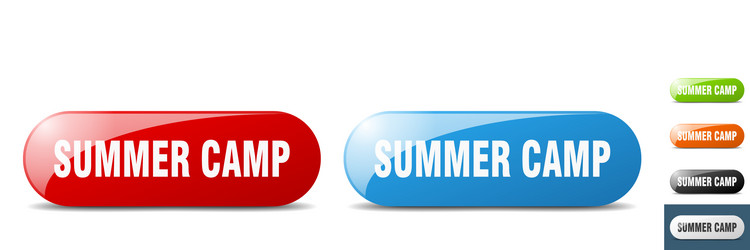 Summer camp button key sign push set vector