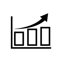 Chart icon arrow go up bar graph line style vector