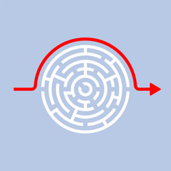 circular maze with route bypassing solution vector image