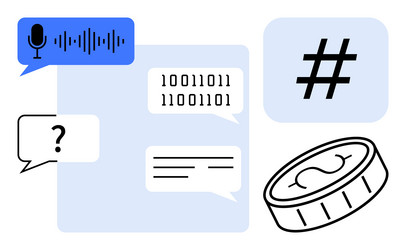 digital communication concepts with speech binary vector image
