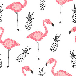 Print with flamingo seamless pattern vector