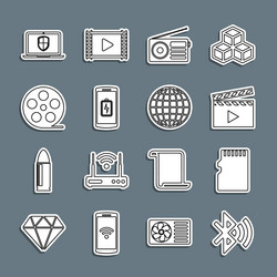 set line bluetooth connected micro sd memory card vector image