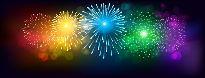 Abstract colorful firework on black background vector