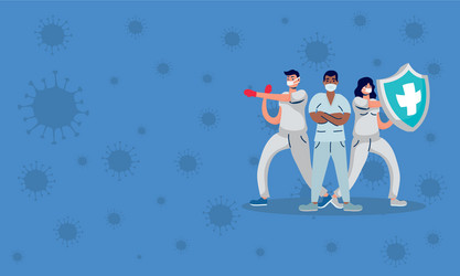 Female doctors fighting with covid19 Royalty Free Vector