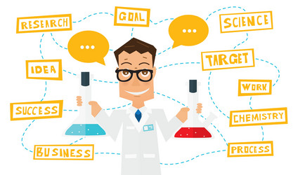 scientist with lab flask vector image