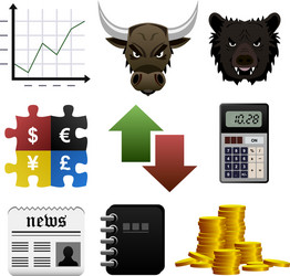 stock share market finance money icon a set vector