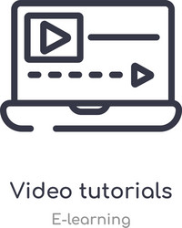 video tutorials outline icon isolated line from vector image