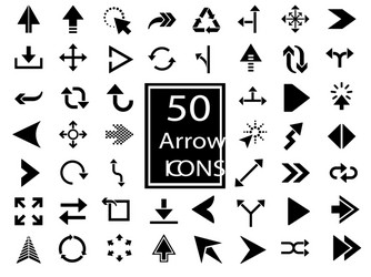 50 black arrow icon set on white background vector