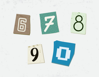 Colorful newspaper cut numbers set vector