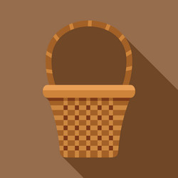 empty wicker basket with checkered pattern casting vector image