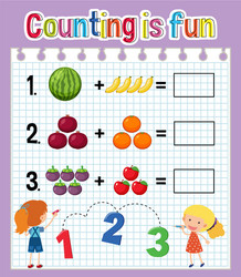 math count number worksheet vector image