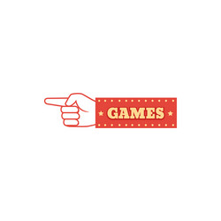 signboard with games direction pointer isolated vector image