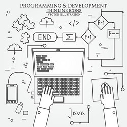 Thin line design of cloud computing technology wir vector