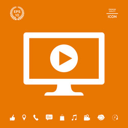 computer with play button icon graphic elements vector