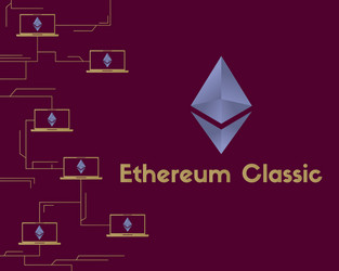 ethereum classic blockchain connected background vector image