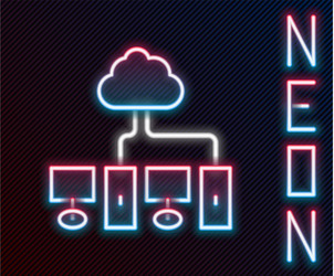 Glowing neon line computer network icon isolated vector