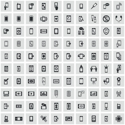 Smartphone 100 icons universal set for web and ui vector