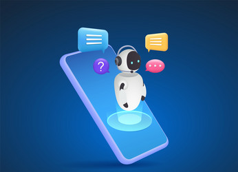 chat bot on a smartphone an ai assistant robot vector image