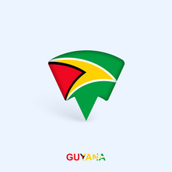 guyana flag map pointer design with shadow vector image