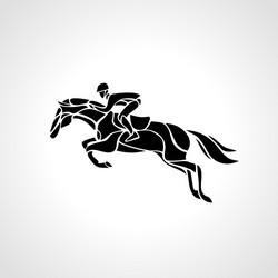 Racing Horse Silhouette with Jockey Vector Image