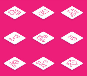 Set line calendar and clock alarm app mobile vector