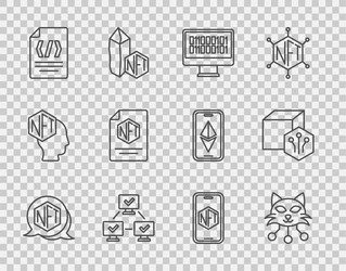 set line nft digital crypto art binary code vector image