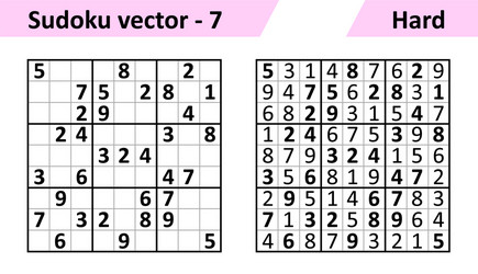 sudoku game with answers simple design set vector image