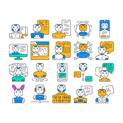 chat bot robot service icons set vector image