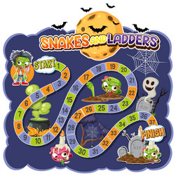 halloween zombie board game template vector