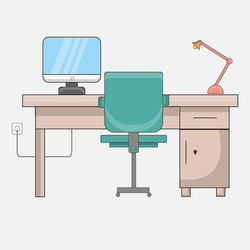 modern office workspace desk setup with computer vector image