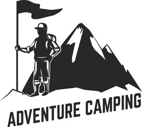 Hiking logo template emblem Royalty Free Vector Image