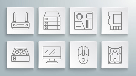 set line computer cooler server data web hosting vector image