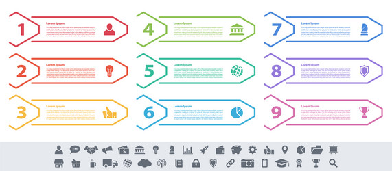infographic design business concept with 9 steps vector image