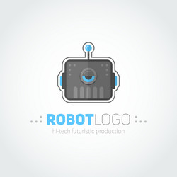 Robot head logotype in flat-style vector