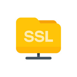 yellow ssl folder connecting through server icon vector image